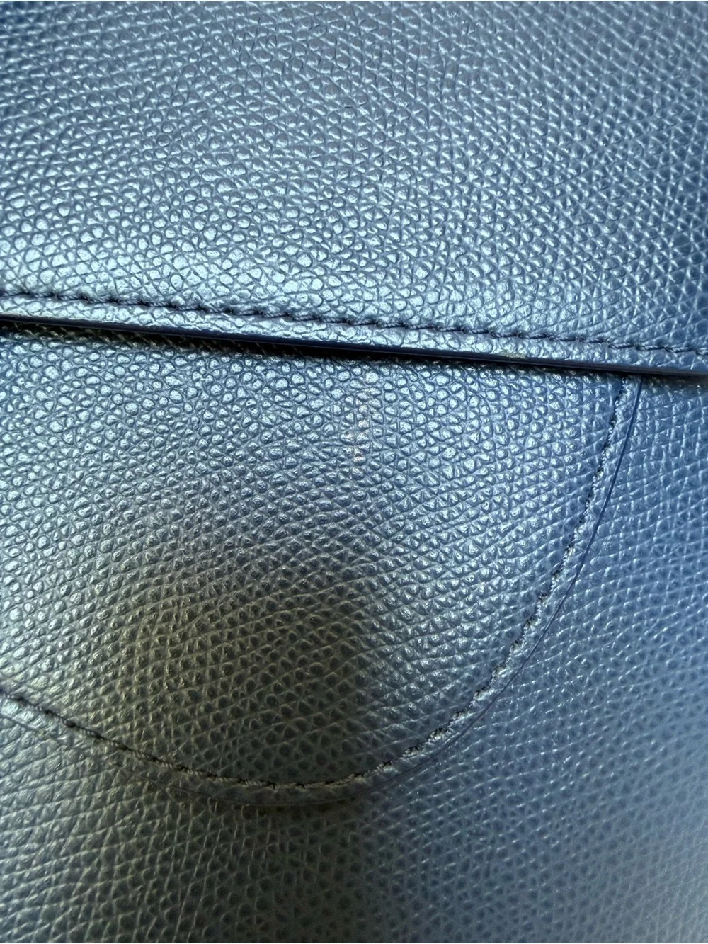 Senreve Maestra Large Navy Leather Handbag with Gold Accents